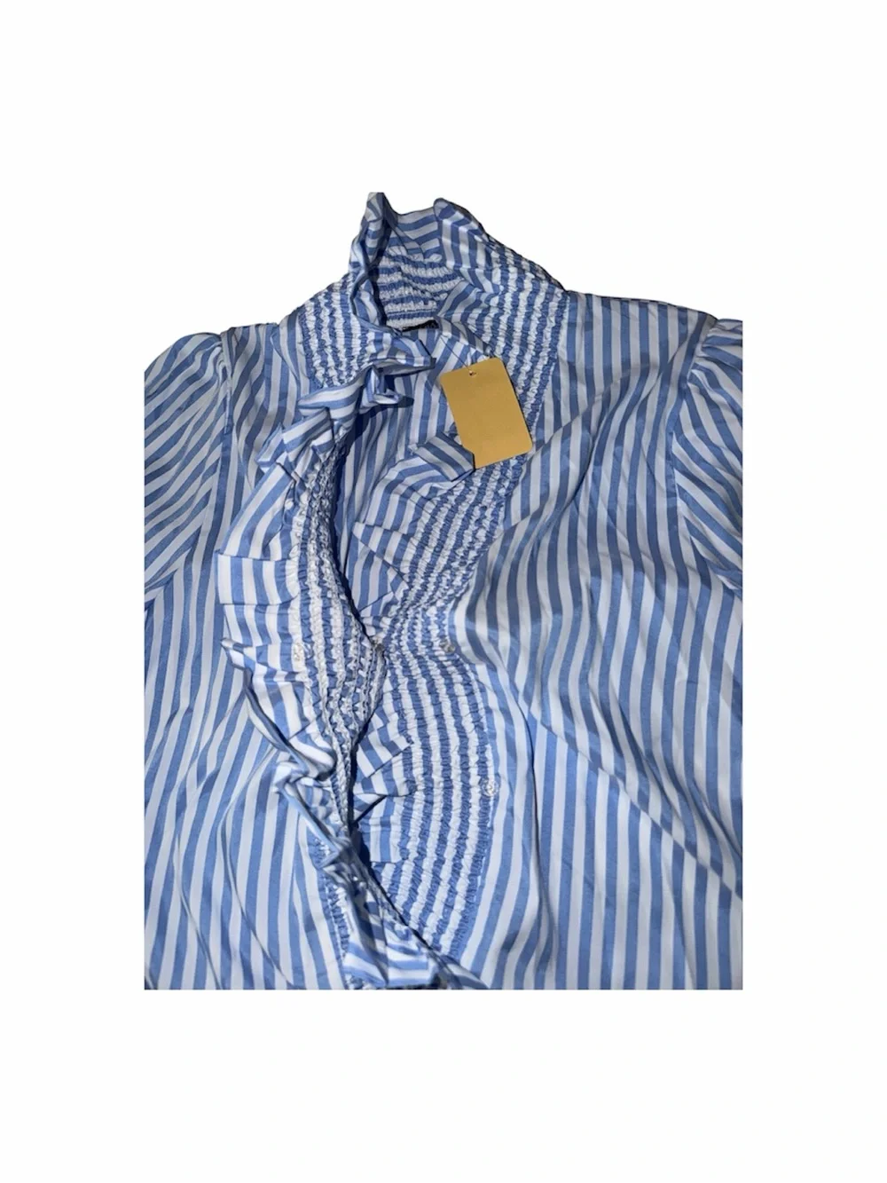 Boho Chic Blue White Striped Ruffle Blouse NWT Retail $109 XL